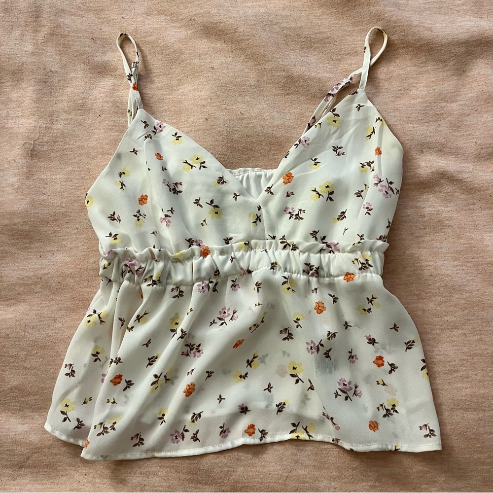 Small White Floral Tank